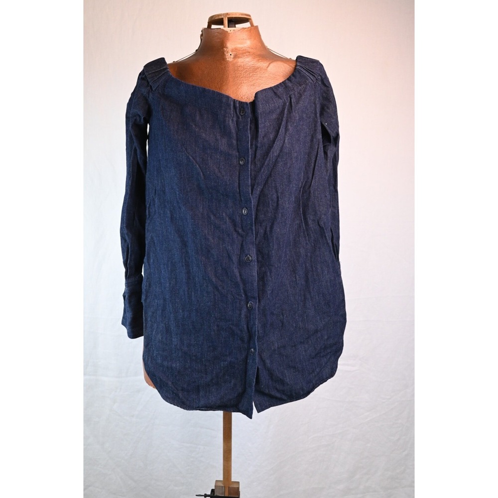 Rag and Bone Womans Denim Shirt, Off the Shoulder, Size Medium, 100% Cotton